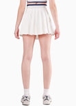 Falda corta con pliegues y anudado en contraste color blanco, marfil para mujer - Flashy