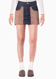Falda denim con cortes en gamuza color azul para mujer - Flashy