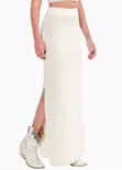 Falda larga tejida color blanco, marfil para mujer - Flashy