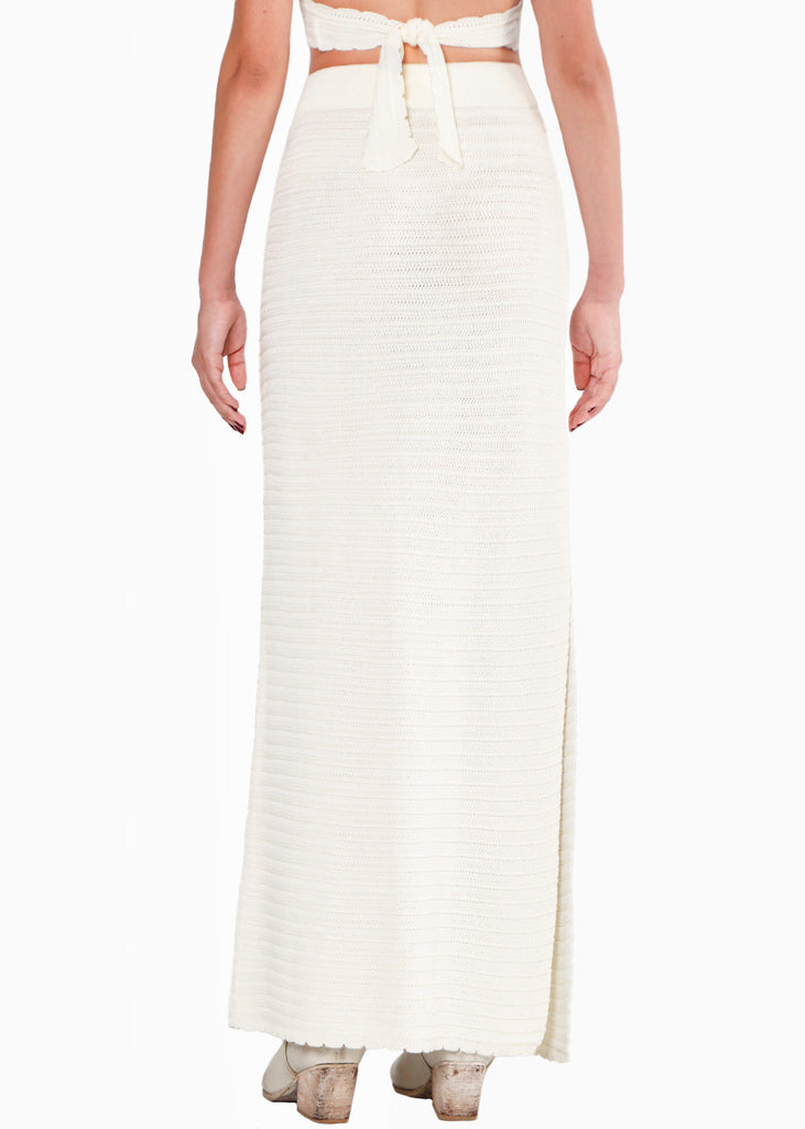 Falda larga tejida color blanco, marfil para mujer - Flashy