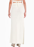 Falda larga tejida color blanco, marfil para mujer - Flashy