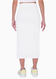 Falda midi con abertura en costado color marfil para mujer - Flashy