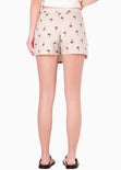 Falda short cruzada con estampado de palmeras color beige para mujer - Flashy