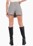 Falda short cruzada con estampado príncipe de gales color gris para mujer - Flashy