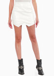 Falda short tipo cuero con cruce color blanco, marfil para mujer - Flashy