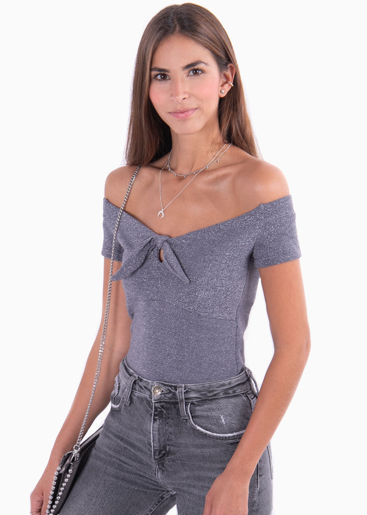 Blusa off shoulder con brillo para mujer - Flashy
