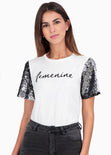 Camiseta estampada "Femenine" para mujer - Flashy