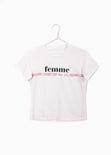 Camiseta con lentejuelas y estampado "Femme" para mujer - Flashy