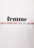 Camiseta con lentejuelas y estampado "Femme" para mujer - Flashy