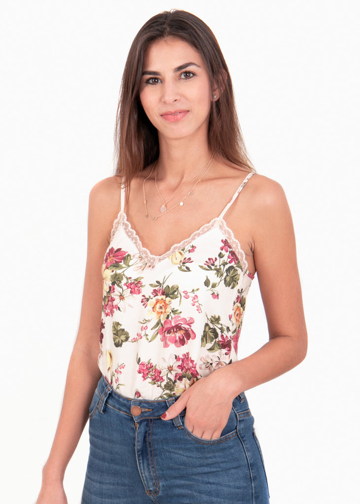 Blusa flores con encaje para mujer - Flashy