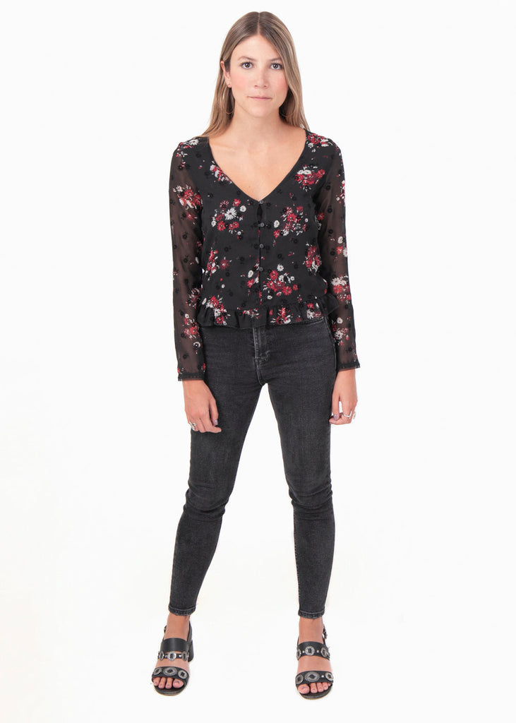 Blusa estampada de flores con bolero para mujer - Flashy