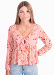 Blusa manga larga con estampado de flores para mujer - Flashy