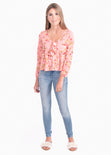 Blusa manga larga con estampado de flores para mujer - Flashy