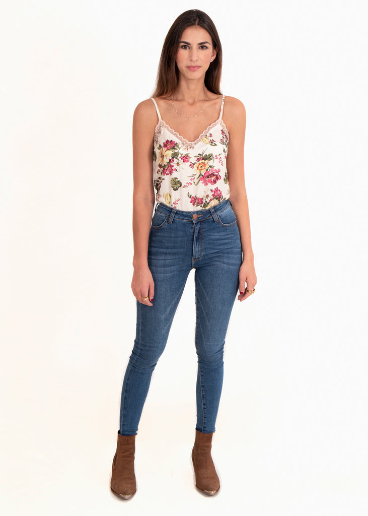 Blusa flores con encaje para mujer - Flashy