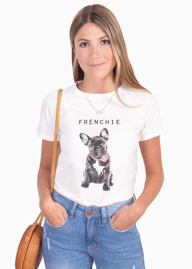 Camiseta estampada "Frenchie" para mujer - Flashy