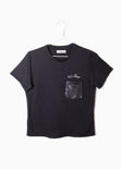 Camiseta con bolsillo de lentejuelas y bordado "#girlboss" para mujer - Flashy