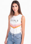 Camiseta estampada "Girls" bloques de color para mujer - Flashy