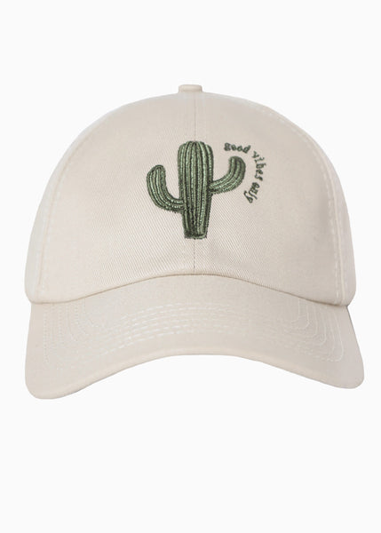 Gorra con bordado de cactus color beige para mujer - Flashy