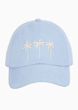 Gorra con bordado de palmeras color azul para mujer - Flashy