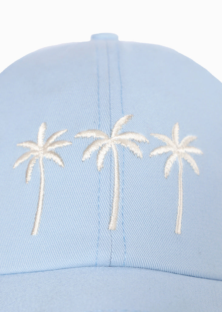 Gorra con bordado de palmeras color azul para mujer - Flashy