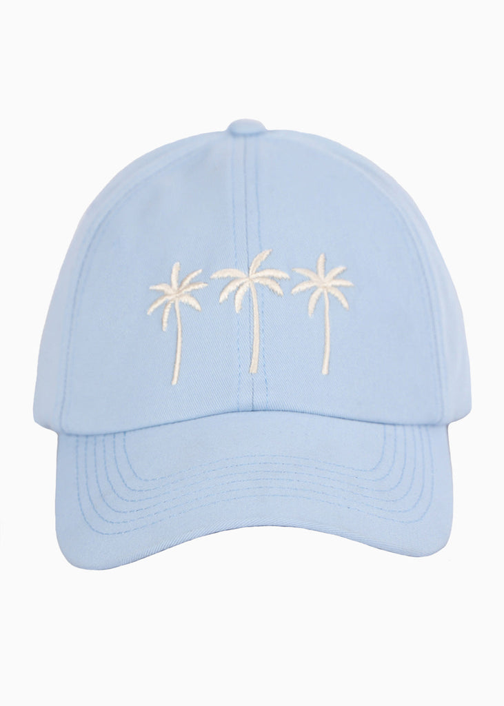 Gorra con bordado de palmeras color azul para mujer - Flashy