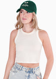 Gorra con bordado "Malibu" color verde para mujer - Flashy