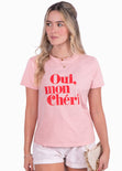 Camiseta estampada "Oui, mon chéri" color rosado para mujer - Flashy