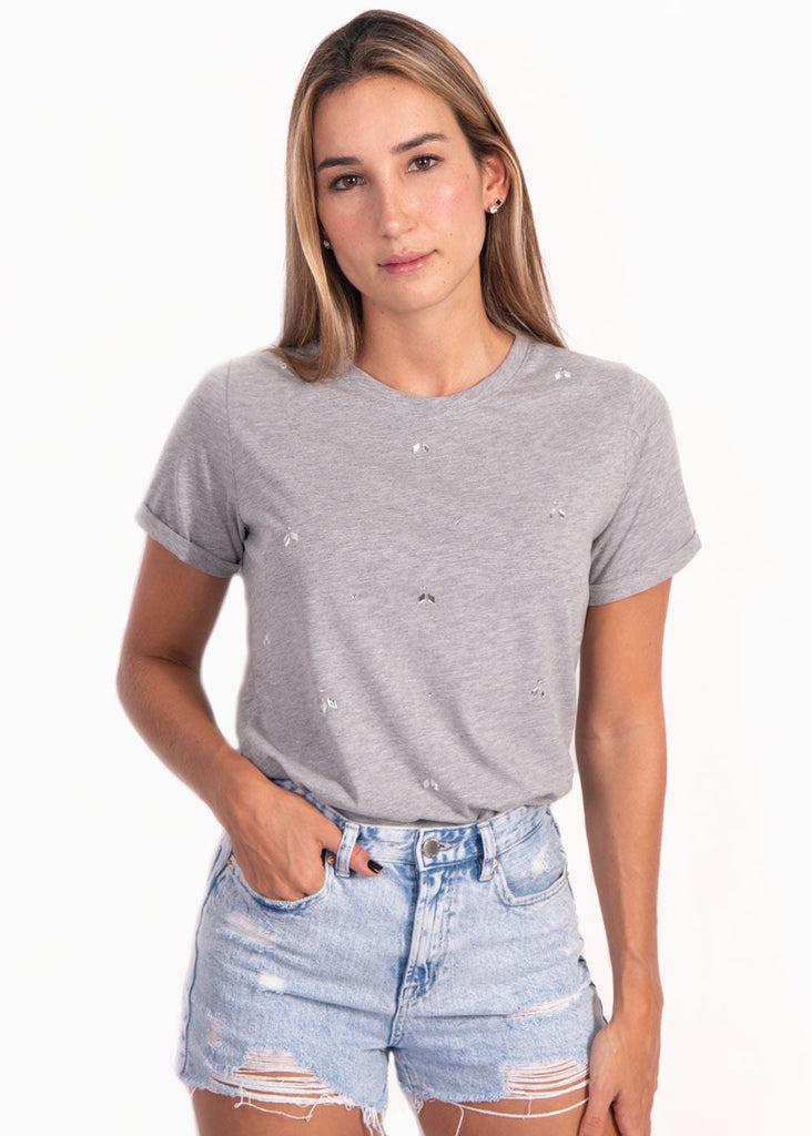 Camiseta con apliques brillantes para mujer - Flashy