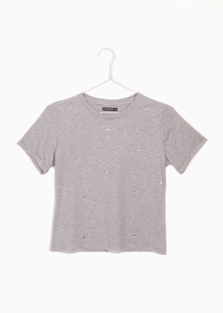 Camiseta con apliques brillantes para mujer - Flashy