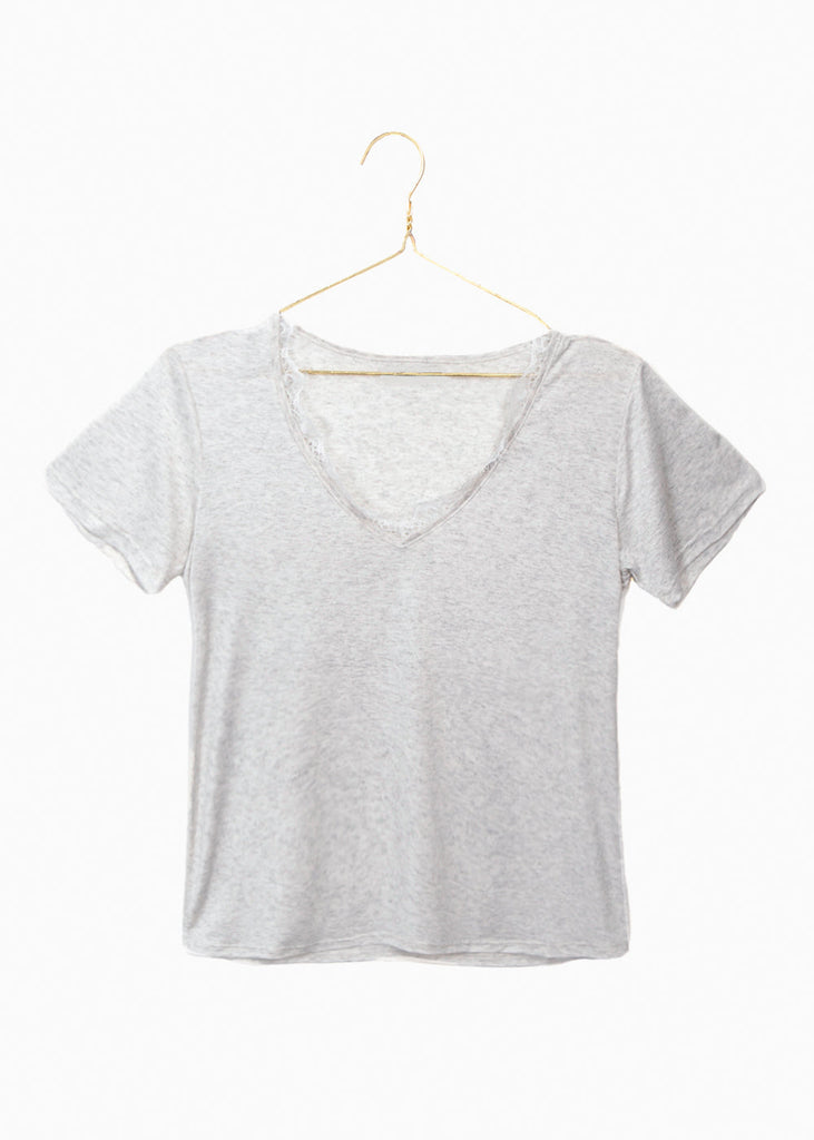 Camiseta cuello en V con encaje para mujer - Flashy