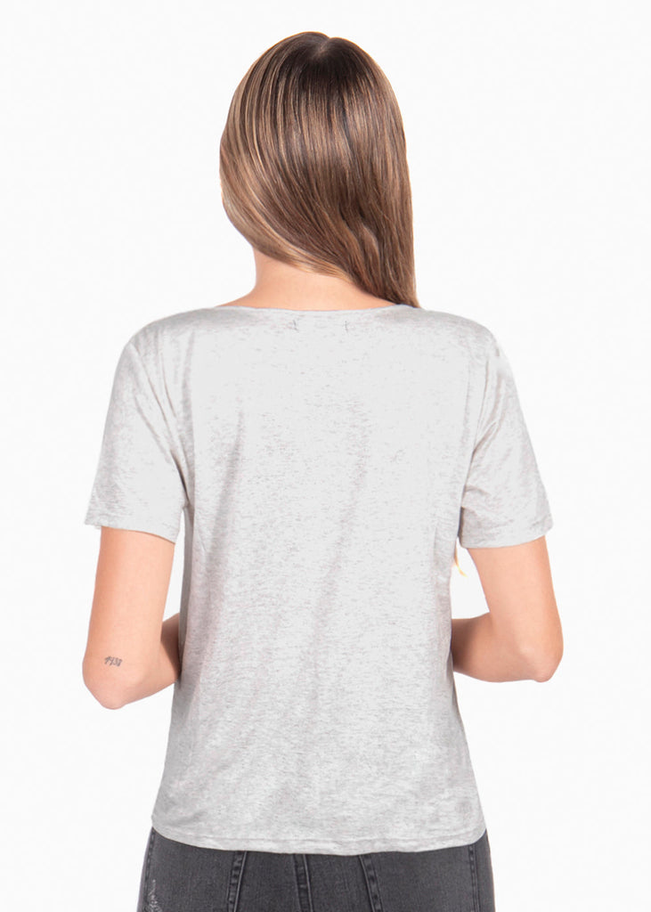 Camiseta cuello en V con encaje para mujer - Flashy