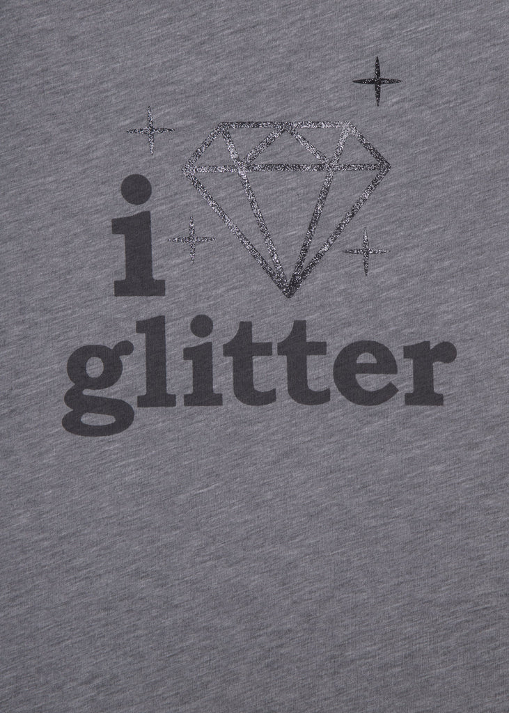 Camiseta estampada "I Love Glitter" color gris para mujer - Flashy