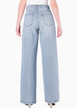 Jean culotte con cortes y de tiro alto color azul para mujer - Flashy