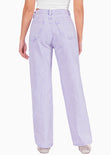 Jean recto de tiro alto full length color lila, denim para mujer - Flashy
