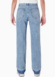 Jean recto de tiro medio color azul para mujer - Flashy