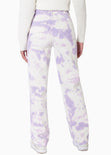 Jean recto tie die de tiro alto full length color lila, marfil, denim para mujer - Flashy