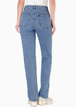 Jean recto tiro alto color azul para mujer - Flashy