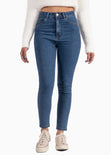 Jean skinny de tiro alto color azul, denim para mujer - Flashy