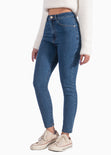 Jean skinny de tiro alto color azul, denim para mujer - Flashy