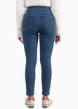 Jean skinny de tiro alto color azul, denim para mujer - Flashy