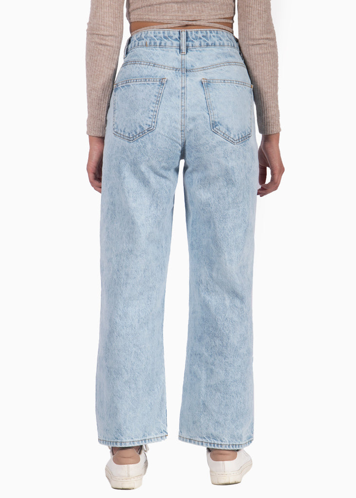 Jean tiro alto culotte color azul, denim para mujer - Flashy