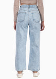 Jean tiro alto culotte color azul, denim para mujer - Flashy