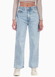 Jean tiro alto culotte color azul, denim para mujer - Flashy