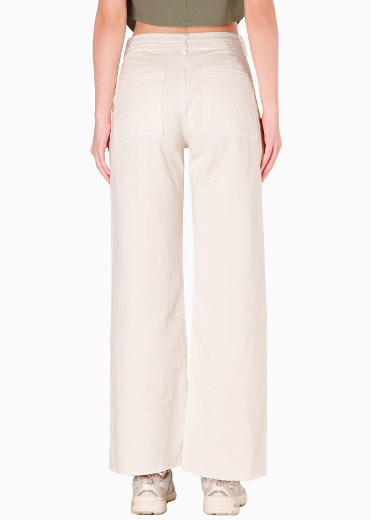 Jean tiro alto silueta Culotte ruedo al corte Estonia color blanco, marfil para mujer - Flashy