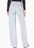 Jean tiro alto silueta wide leg ruedo al corte  color azul para mujer - Flashy