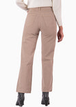 Jean tiro alto wide leg color beige, denim para mujer - Flashy