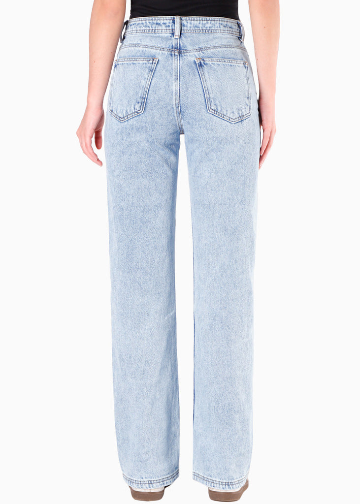 Jean tiro medio silueta recta Huracán color azul para mujer - Flashy