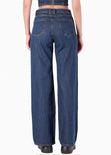 Jean wide leg con cadena corazones bordados para mujer - Flashy