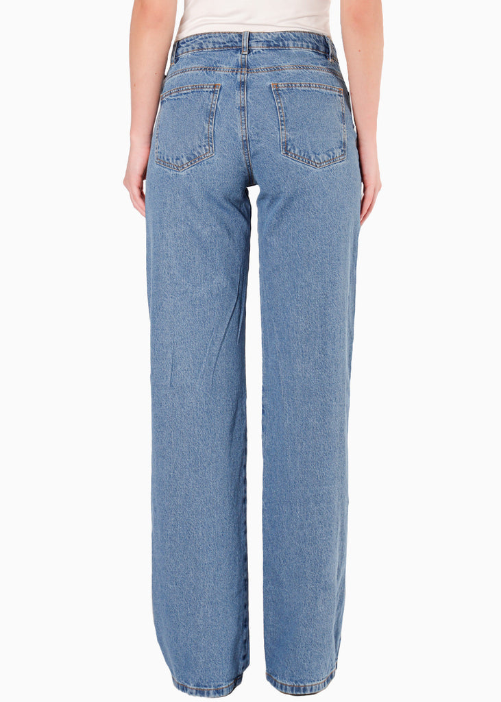 Jean wide leg con pretina cruzada, con corazón e insumo de brillo - FLUIR