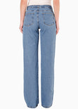 Jean wide leg con pretina cruzada, con corazón e insumo de brillo - FLUIR